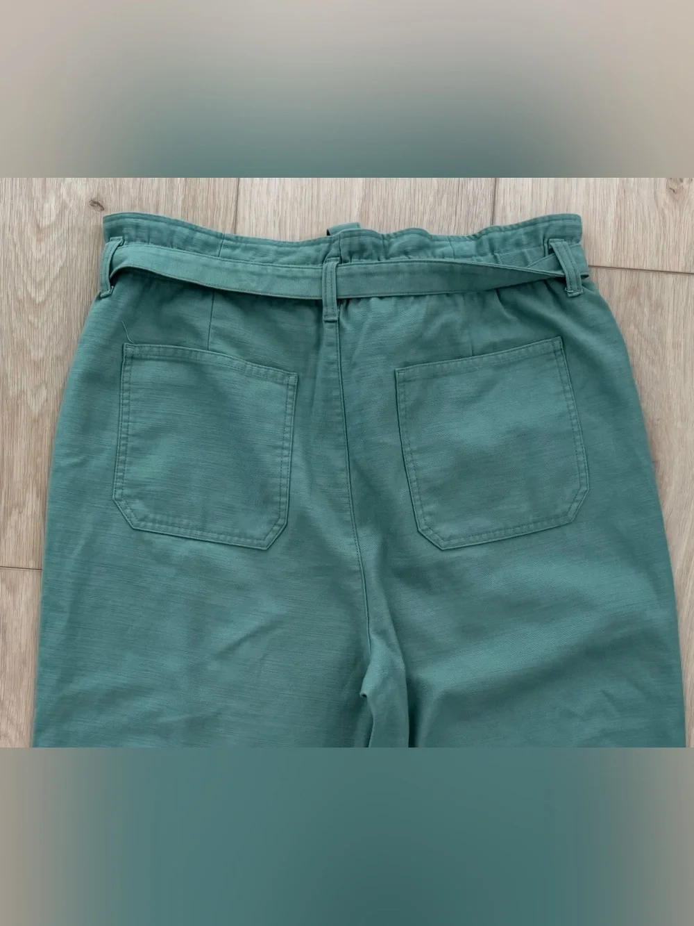 J. Crew women’s green size 14 cropped paper-bag waist loose cotton pants new NWT